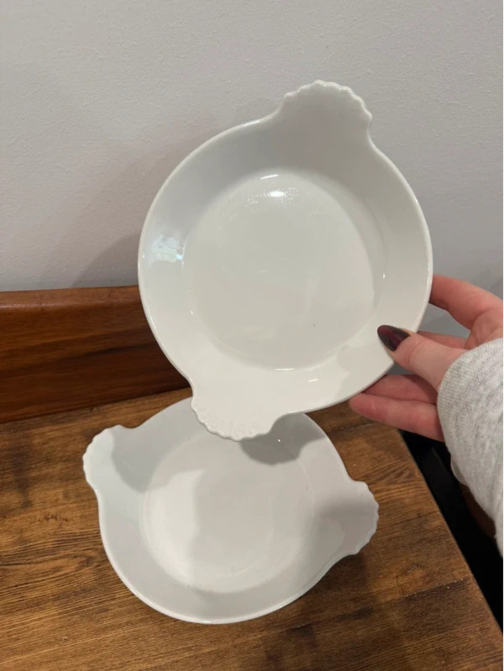 Vintage White Scallop Au Gratin Dishes Set of 2